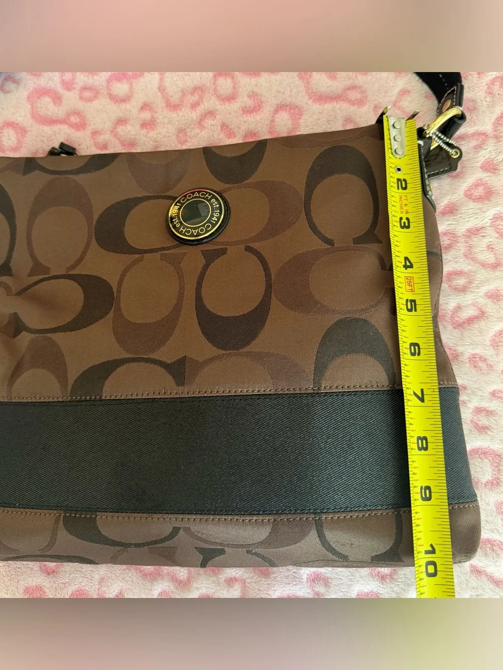 Coach Signature C Vintage Crossbody  1941 Shoulder Bag Brown Canvas